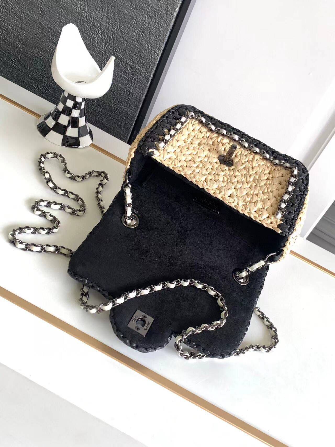 Chanel Weaving Mini Flap Bag AS6009 Black&Beige Chanel Weaving Mini Flap Bag AS6009 Black&Beige