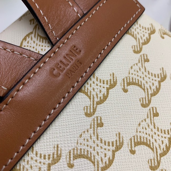 CELINE MINI BACKPACK FOLCO IN TRIOMPHE CANVAS AND CALFSKIN 197662 WHITE