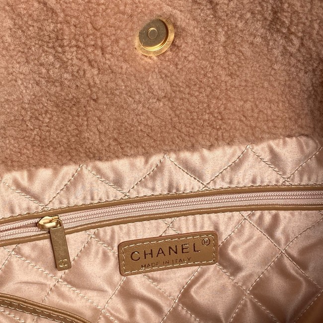 CHANEL 22 SMALL HANDBAG wool AS3260 Brown