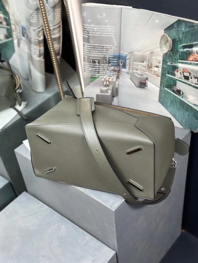 Loewe Large grainy cowhide leather Puzzle bag 231095 Dark green