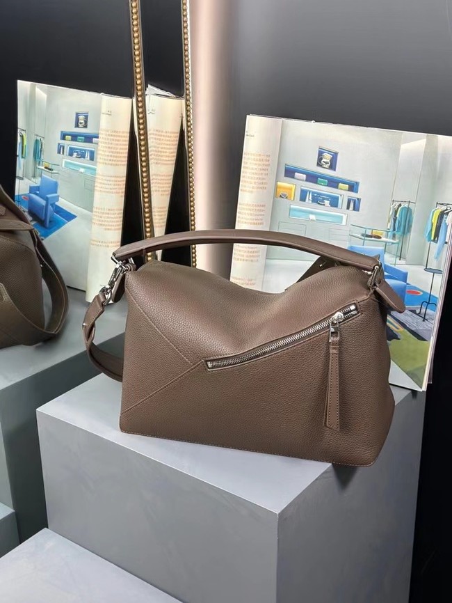 Loewe Large grainy cowhide leather Puzzle bag 231095 daek gray