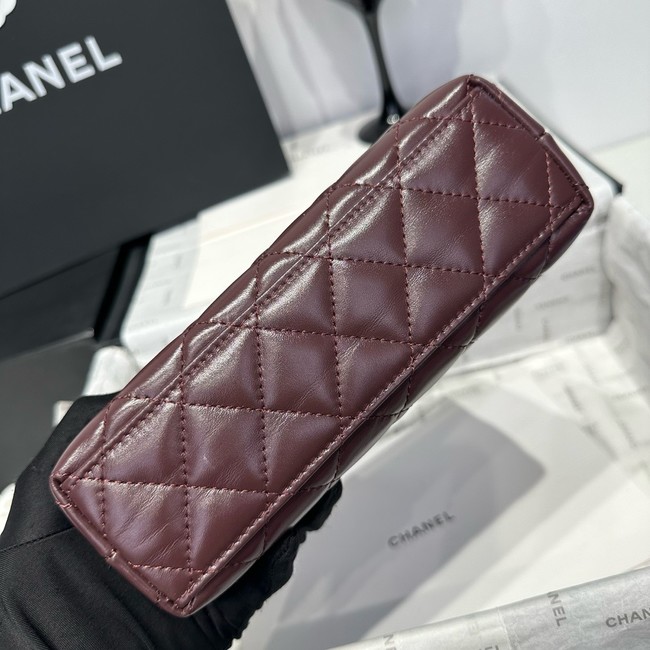 Chanel 23k Vintage Kelly Original Leather Top Handle Bag AS4416 dark red