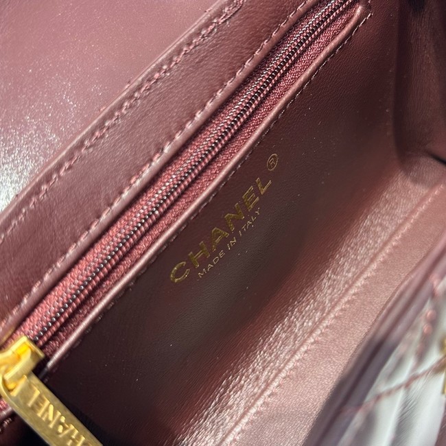 Chanel 23k Vintage Kelly Original Leather Top Handle Bag AS4416 dark red