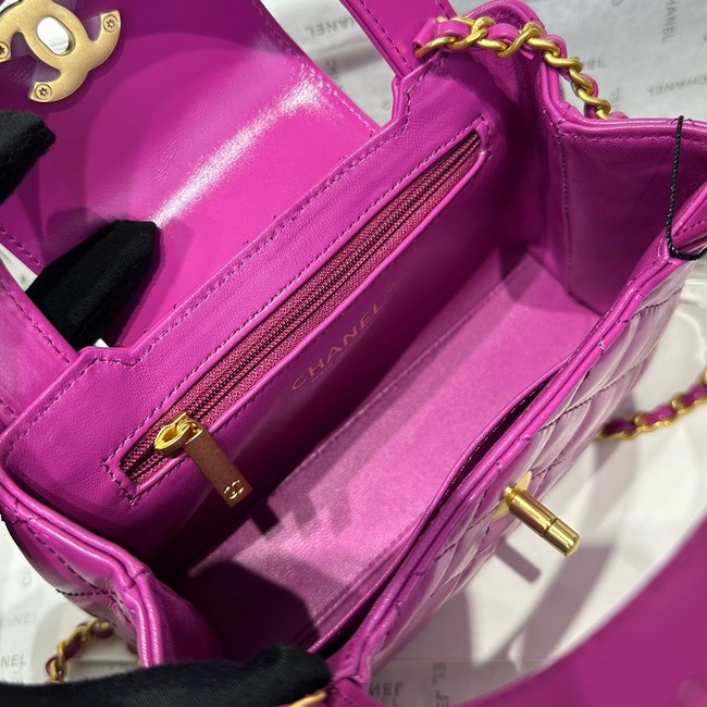 Chanel 23k Vintage Kelly Original Leather Top Handle Bag AS4416 purple