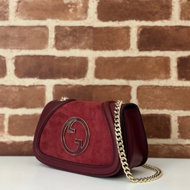 GUCCI BLONDIE SMALL SHOULDER BAG suede 815711 Rosso Ancora red