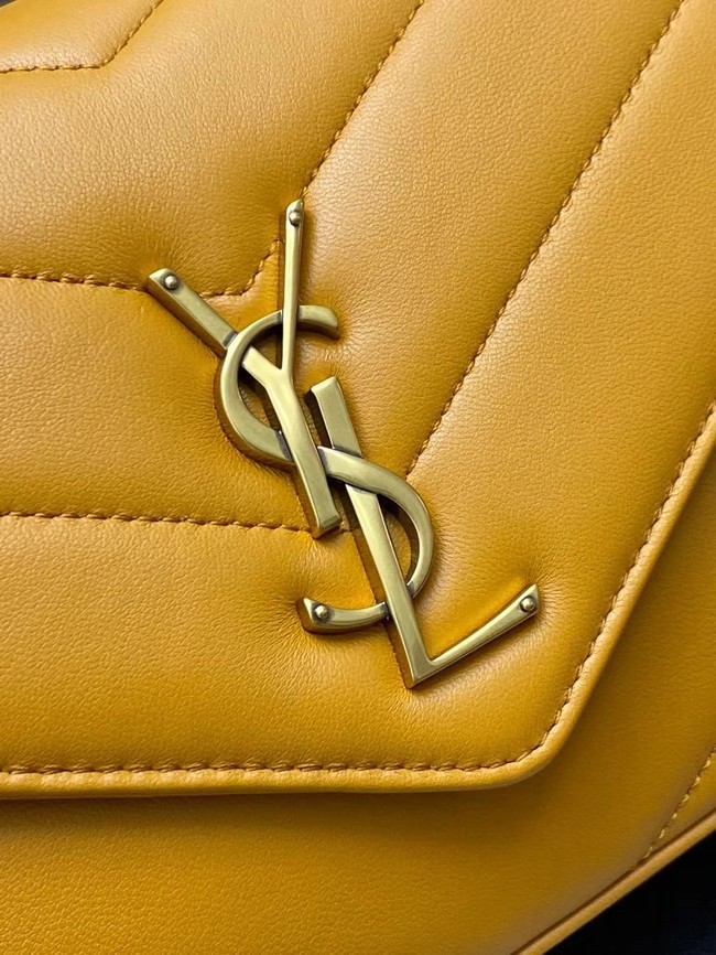 SAINT LAURENT LOULOU SMALL IN MATELASSE LAMBSKIN 801437 SUNFLOWER