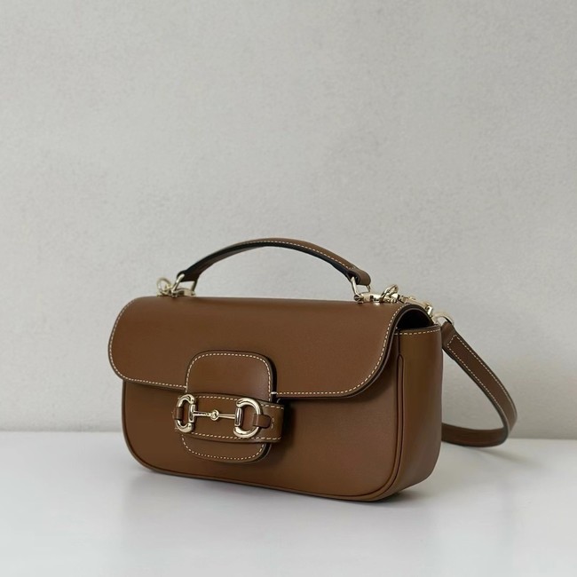 GUCCI HORSEBIT 1955 SOFT SMALL TOP HANDLE BAG 815206  brown