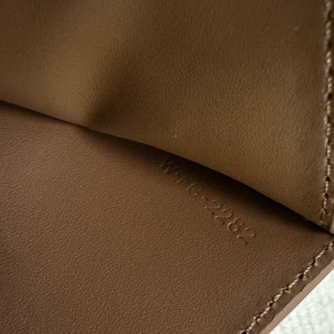 Celine SMALL FLAP WALLET TRIOMPHE IN SHINY CALFSKIN 10D783 SMOKED BROWN