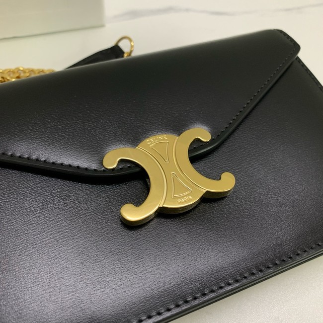 Celine WALLET ON CHAIN MARGO IN SHINY CALFSKIN 10L033 BLACK