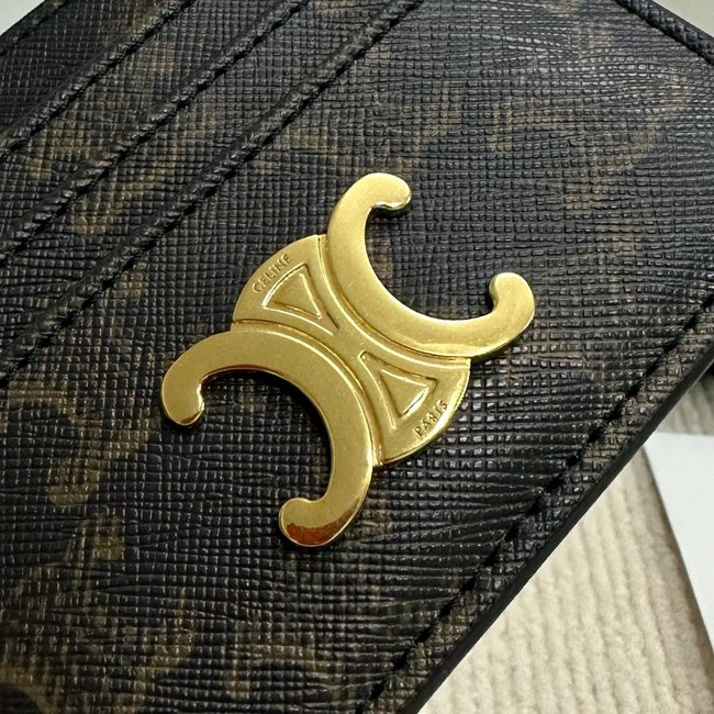 Celine CARD HOLDER TRIOMPHE IN TRIOMPHE CANVAS 10L833 brown