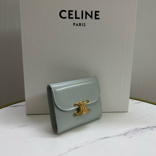 Celine SMALL FLAP WALLET TRIOMPHE IN SHINY CALFSKIN 10D783 MOON