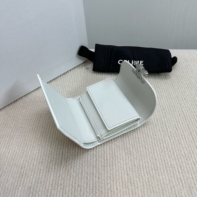 Celine SMALL FLAP WALLET TRIOMPHE IN SHINY CALFSKIN 10D783 white