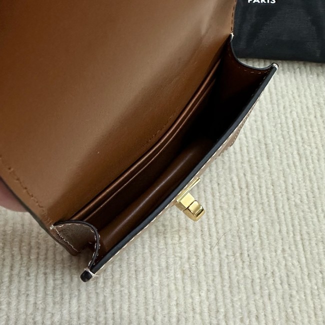Celine CARD HOLDER WITH FLAP 16 IN SATINATED CALFSKIN 10M473 tan