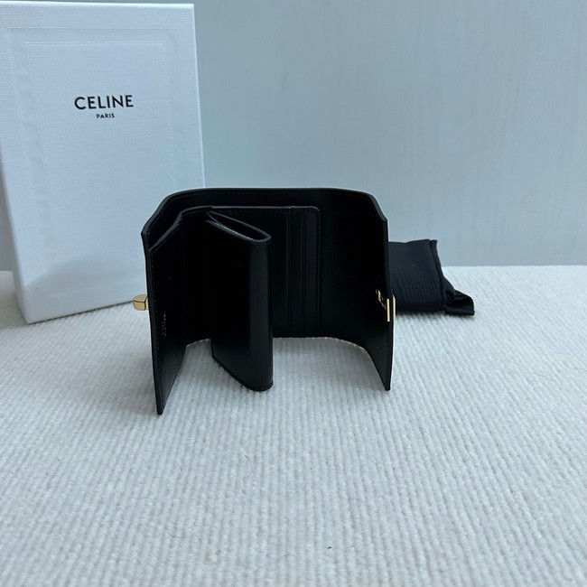 Celine CARD HOLDER WITH FLAP 16 IN SATINATED CALFSKIN 10M523 black