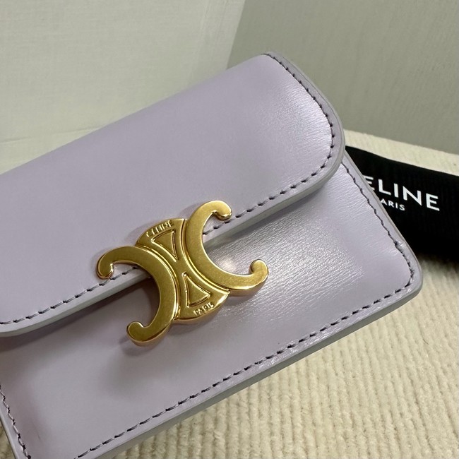 Celine CARD HOLDER WITH FLAP TRIOMPHE IN SHINY CALFSKIN 10I583 light Purple