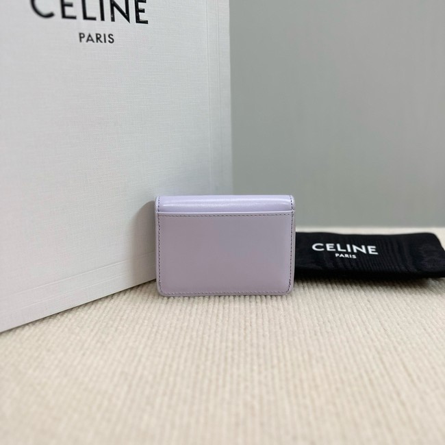 Celine CARD HOLDER WITH FLAP TRIOMPHE IN SHINY CALFSKIN 10I583 light Purple