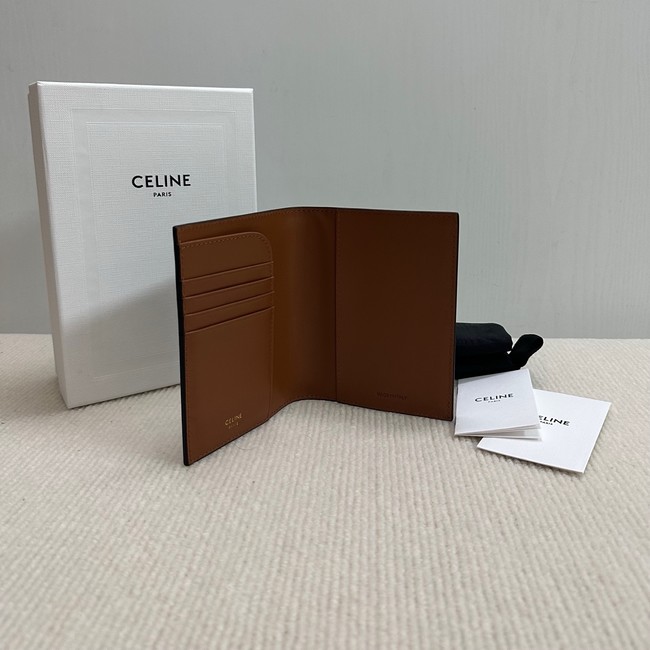 Celine COMPACT WALLET TRIOMPHE CHARMS IN TRIOMPHE CANVAS AND LAMBSKIN 10M103 tan