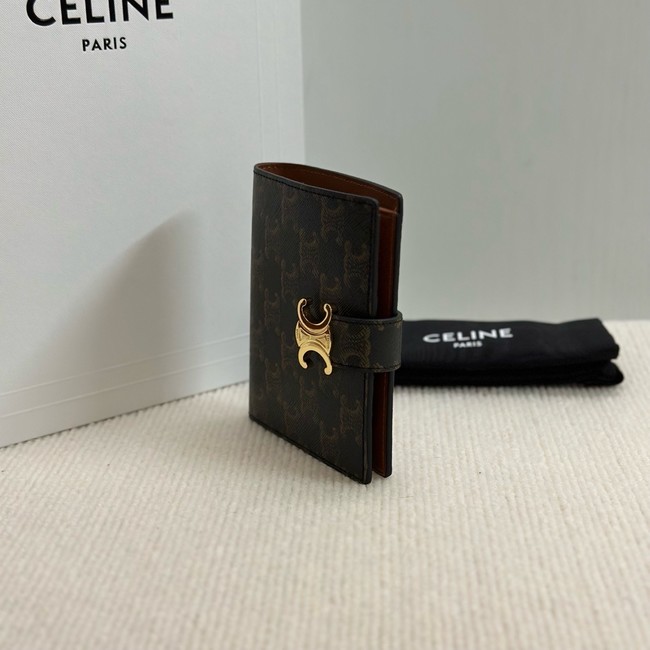 Celine FINE STRAP WALLET NINO IN TRIOMPHE CANVAS AND LAMBSKIN 10M962 TAN