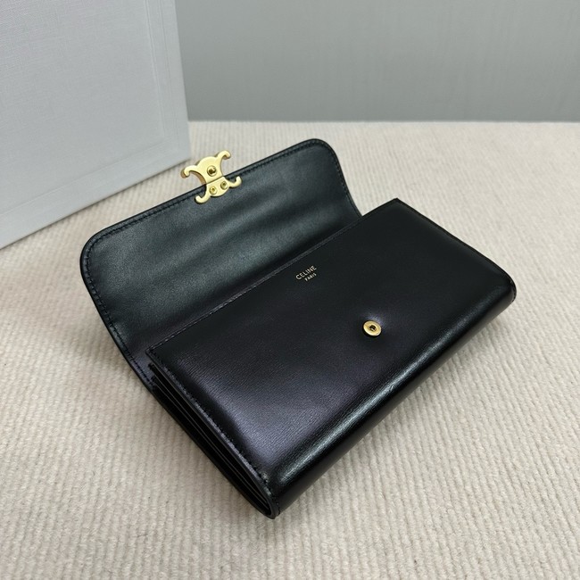 Celine LARGE WALLET TRIOMPHE IN SHINY CALFSKIN 10E313 black