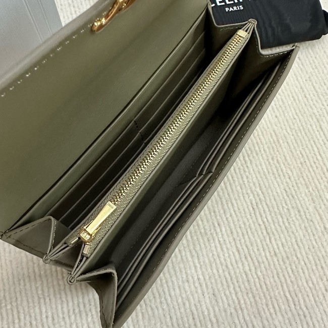 Celine LARGE WALLET TRIOMPHE IN SHINY CALFSKIN 10E313 dark green