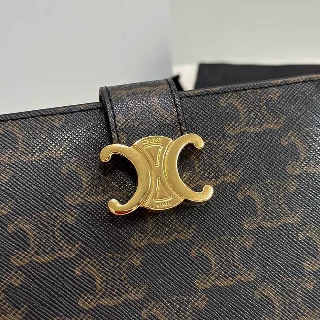 Celine MEDIUM STRAP WALLET NINO IN TRIOMPHE CANVAS AND LAMBSKIN 10M912 TAN