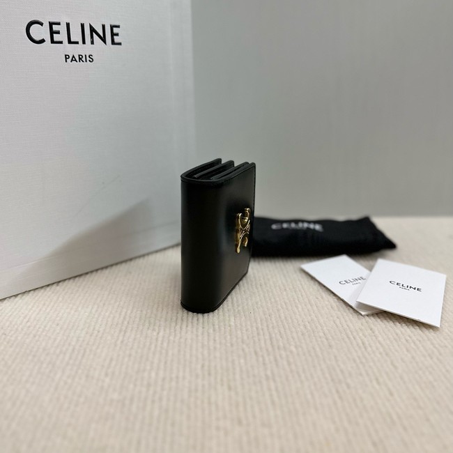 Celine TRIOMPHE BUSINESS CARD HOLDER IN SMOOTH CALFSKIN 10M122 black
