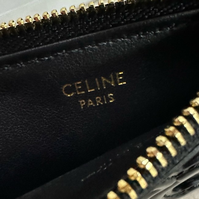 Celine ZIPPED CARD HOLDER IN SMOOTH LAMBSKIN 10K583 black