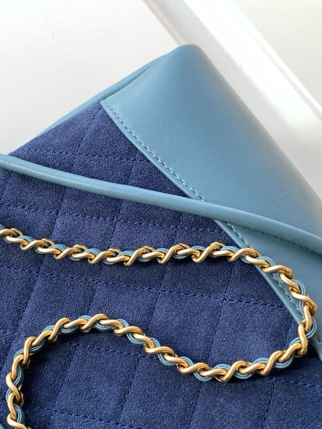 CHANEL 31 MINI SHOPPING BAG Suede Calfskin AS4133 dark blue