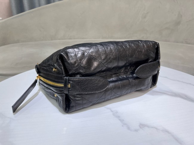 Dior Medium D-Journey Bag in Shiny Goatskin Flat Macrocannage M2417UCUQ black