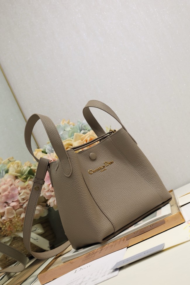 Dior Medium Signature Bucket Bag Grained Calfskin M2841USKU gray