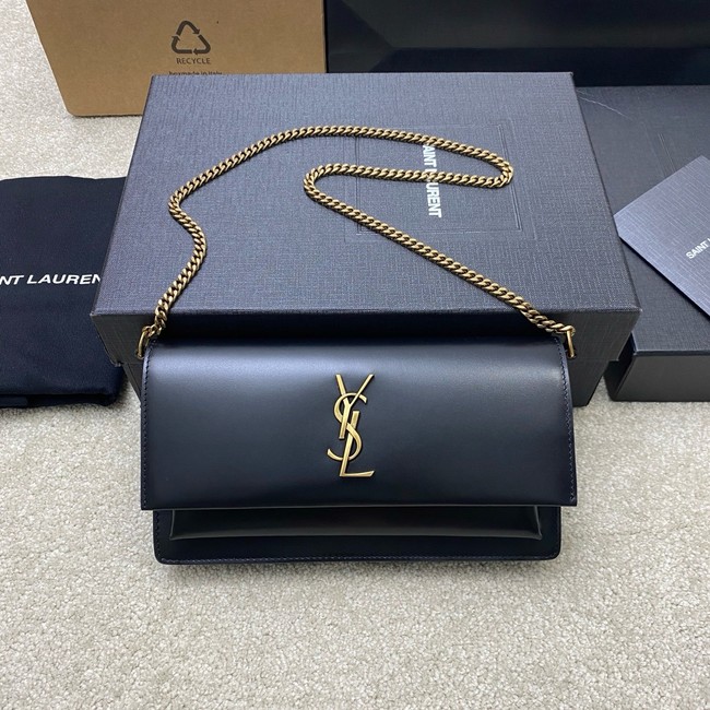 SAINT LAUREN SUNSET CLUTCH IN BOX SAINT LAURENT 810997 NOIR