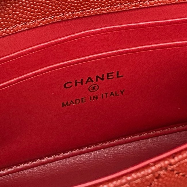 Chanel MINI FLAP BAG CLUTCH WITH CHAIN Gold-Tone Metal AP3238 red