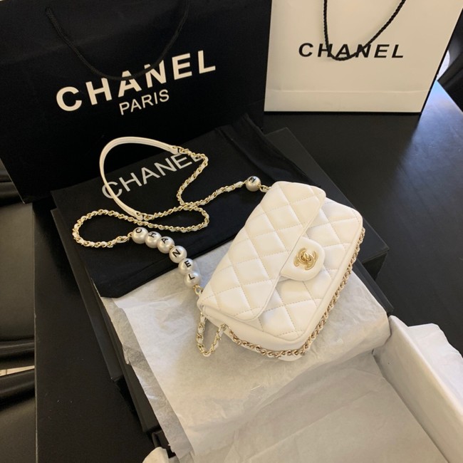 Chanel MINI CLASSIC HANDBAG Lambskin AS1436 white