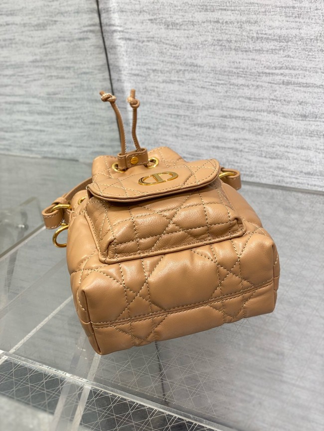 Dior Caro Nano Bucket Bag Macrocannage Lambskin S5250 Light Gold-Tone