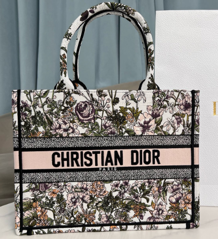 Medium Dior Book Tote Pink Multicolor D-Floral Embroidery M1296ZECZ