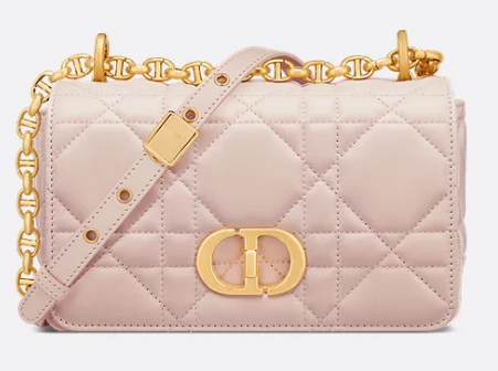 Small Soft Dior Caro Bag Macrocannage Lambskin M9252UHPA Powder Pink