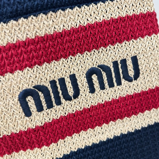miumiu Raffia effect woven tote bag 5BG248-1