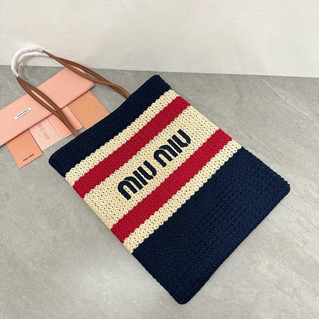 miumiu Raffia effect woven tote bag 5BG248-1
