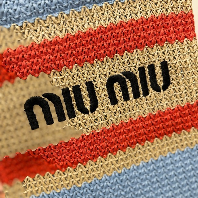 miumiu Raffia effect woven tote bag 5BG248-3