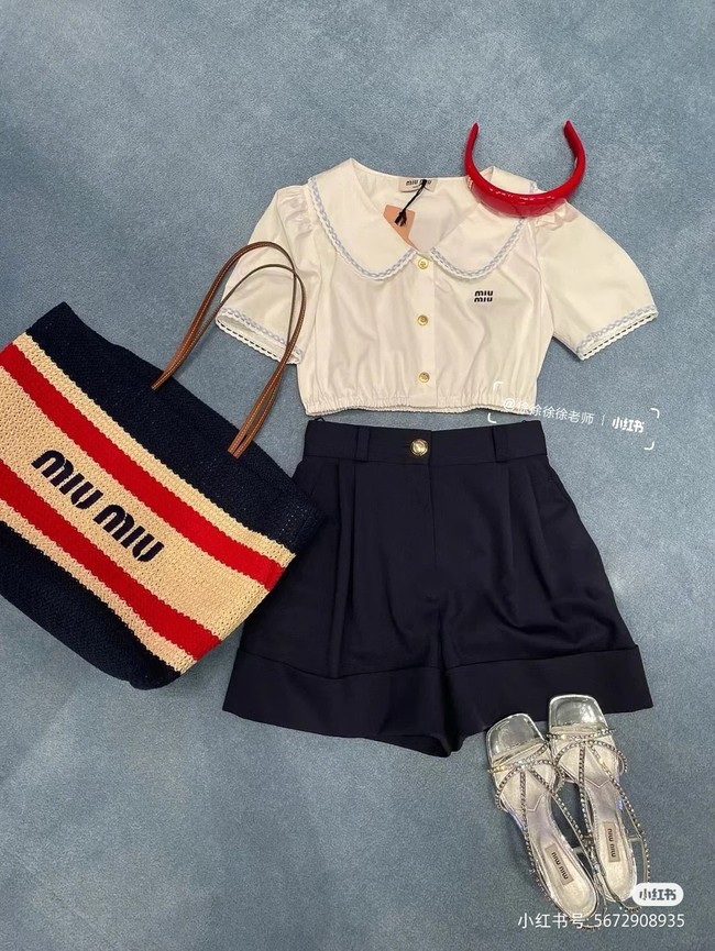 miumiu Raffia effect woven tote bag 5GB228-2