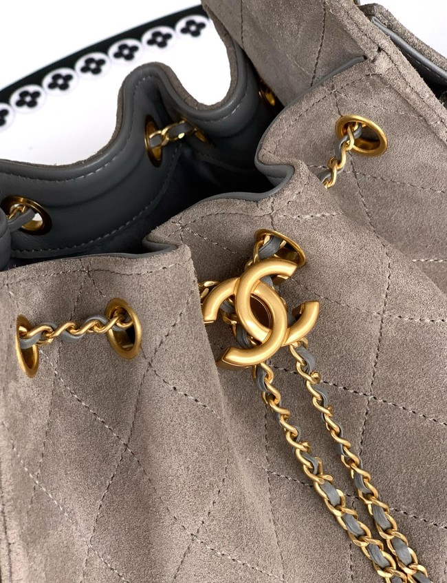 CHANEL 25 MINI HANDBAG Suede AS5631 gray