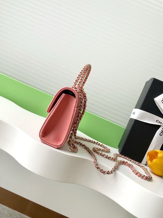 Chanel MINI FLAP BAG CLUTCH WITH CHAIN Gold-Tone Metal AP3238 Peach blossom pink