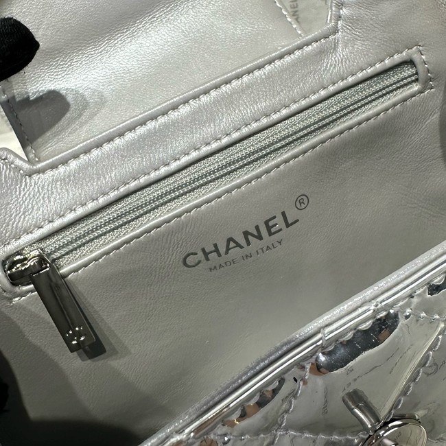 Chanel MINI SHOPPING BAG Patent leather AS4416 Silver
