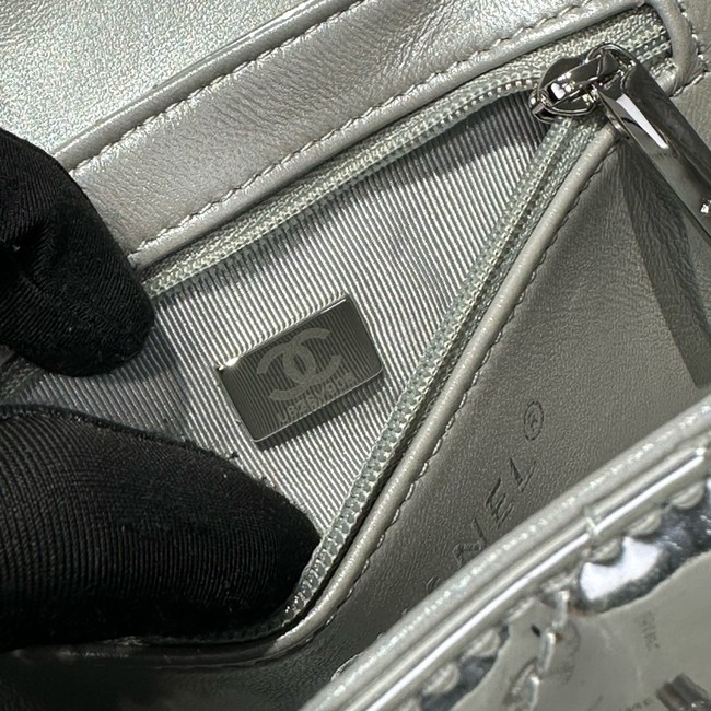 Chanel MINI SHOPPING BAG Patent leather AS4416 Silver