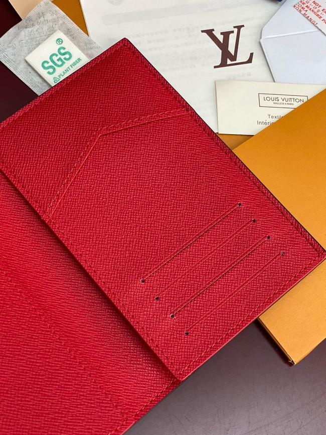 Louis Vuitton Passport Cover M14877 brown&red
