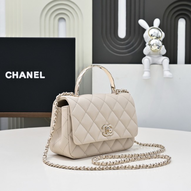 Chanel MINI FLAP BAG CLUTCH WITH CHAIN Gold-Tone Metal AS4591 Beige