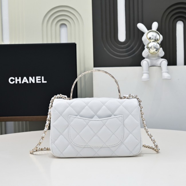Chanel MINI FLAP BAG CLUTCH WITH CHAIN Gold-Tone Metal AS4591 white
