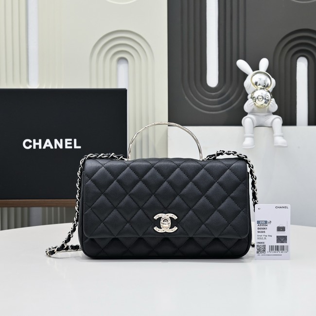 Chanel SMALL FLAP BAG CLUTCH WITH CHAIN Gold-Tone Metal AS5554 BLACK
