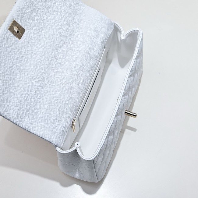 Chanel SMALL FLAP BAG CLUTCH WITH CHAIN Gold-Tone Metal AS5554 WHITE