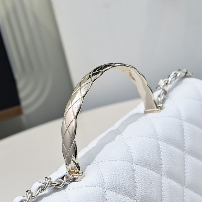Chanel SMALL FLAP BAG CLUTCH WITH CHAIN Gold-Tone Metal AS5554 WHITE